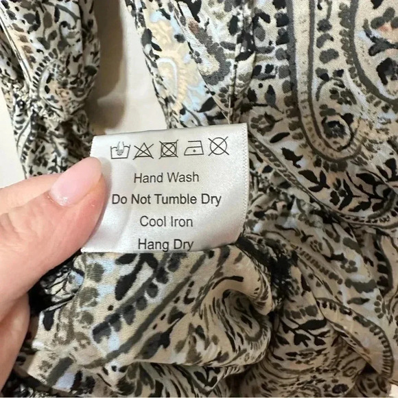 O.P.T. Ruffle Paisley Midi Maxi Long Sleeve Dress Small NWOT - Picture 8 of 8